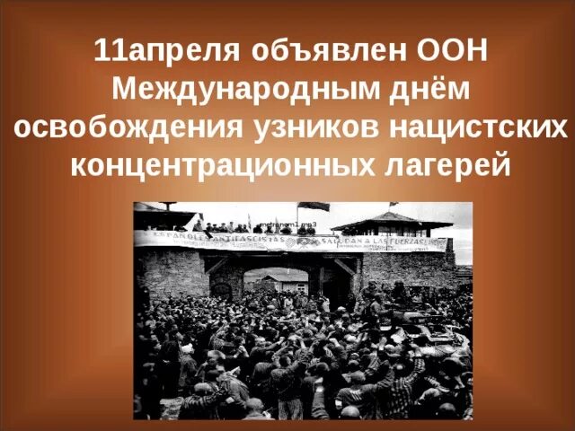 Сценарий узники фашистских концлагерей. 11 Апреля день освобождения узников фашистских. 11 Апреля Международный день освобождения узников ООН. Освобождение узников фашистских концлагерей. Международный день освобождения узников фашистских концлагерей.