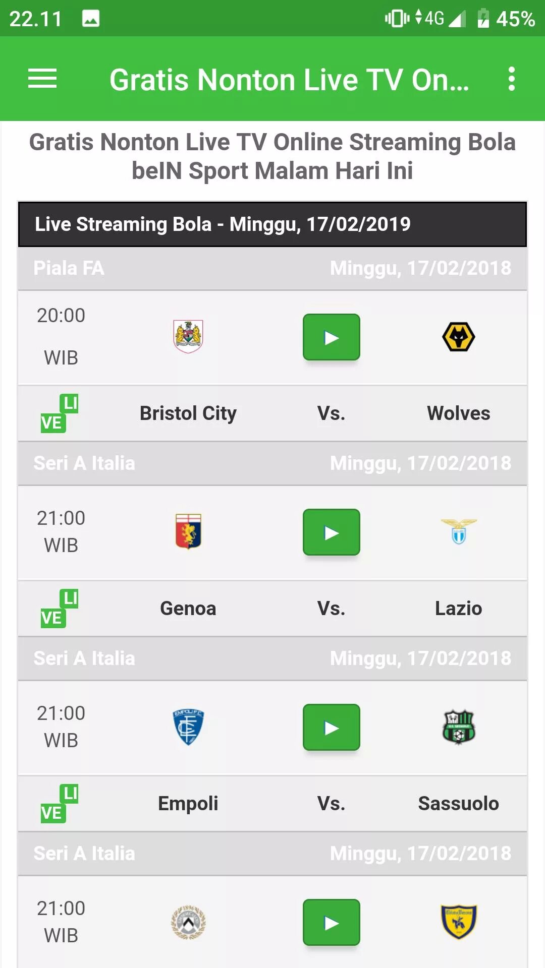 Live streaming bola malam. Live Stream Bola. Live streaming Bola. Live streaming Bola malam ini.