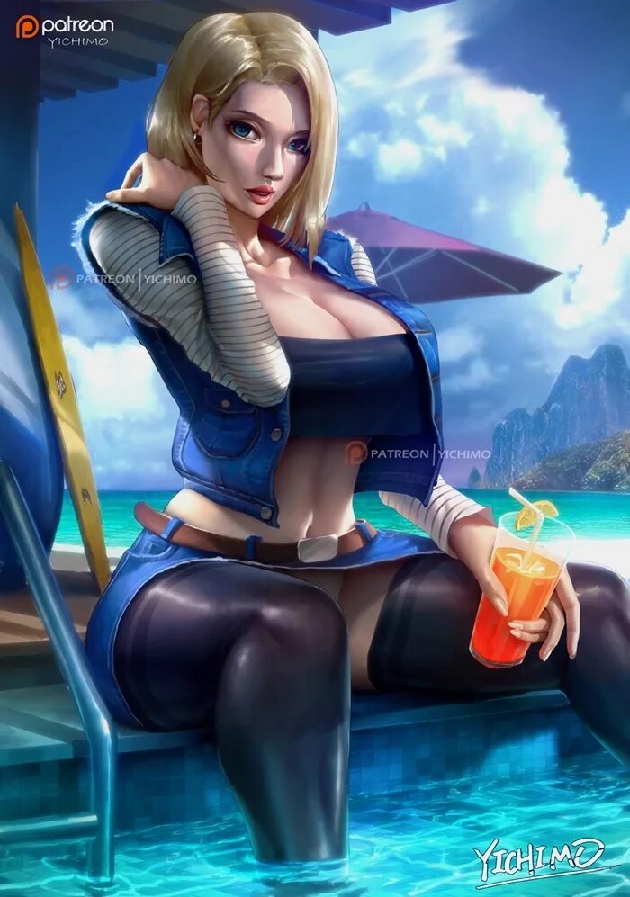 3d 18 на андроид. Сакимичан Android 18. Андроид 18. Андроид 18 арт.