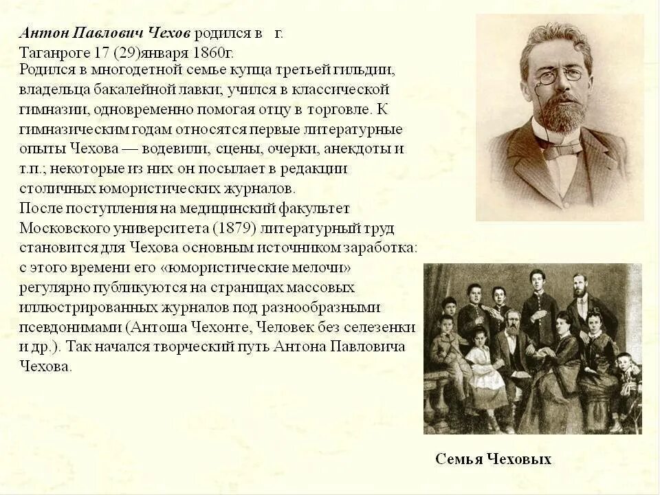 Информация о а п Чехове. Доклад а п Чехов. А п чехов коротко