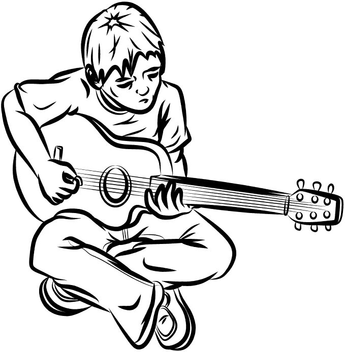 He can play guitar. Гитарист рисунок. Нарисовать гитариста. Гитара раскраска для детей. Музыкант рисунок.