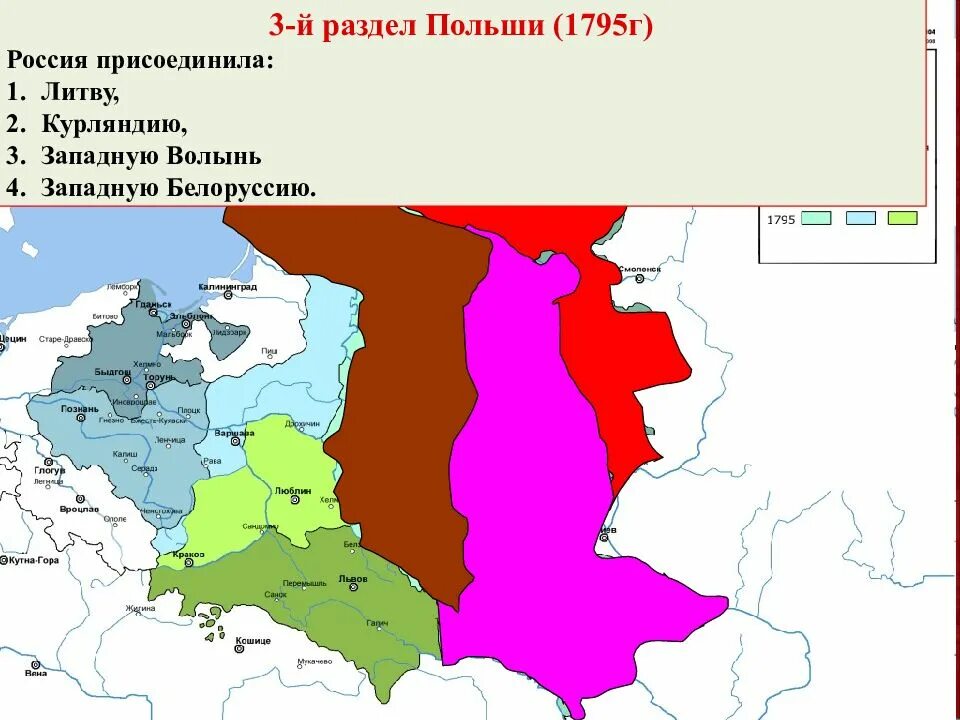 1795 г россия. Третий раздел Польши 1795. Третий раздел Польши карта. 2,3, Раздел Польши Екатерины 2.