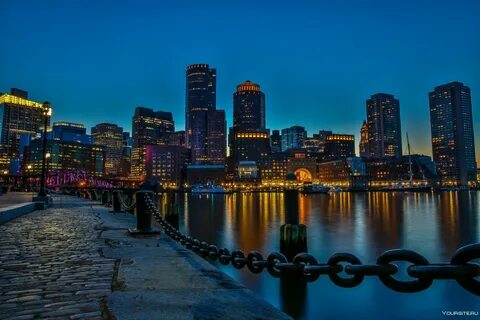 Бостон, Массачусетс, столица, город, ночной, штата, природа, Boston, небоск...