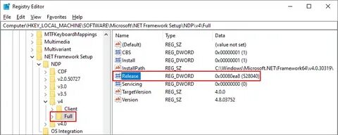Узнать установленную версию net framework