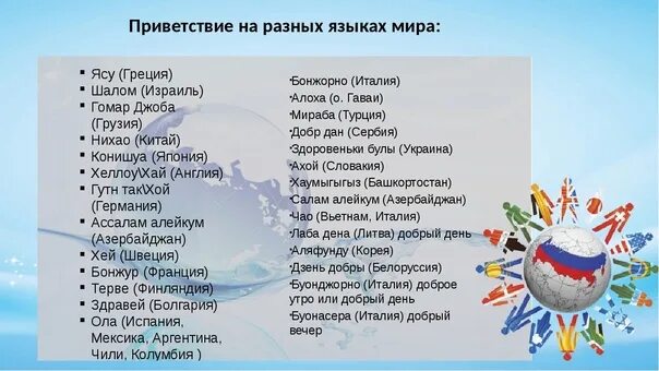 Песня доброе утро на голландском. Приветствие на разных языках. Слова приветствия на разных языках.