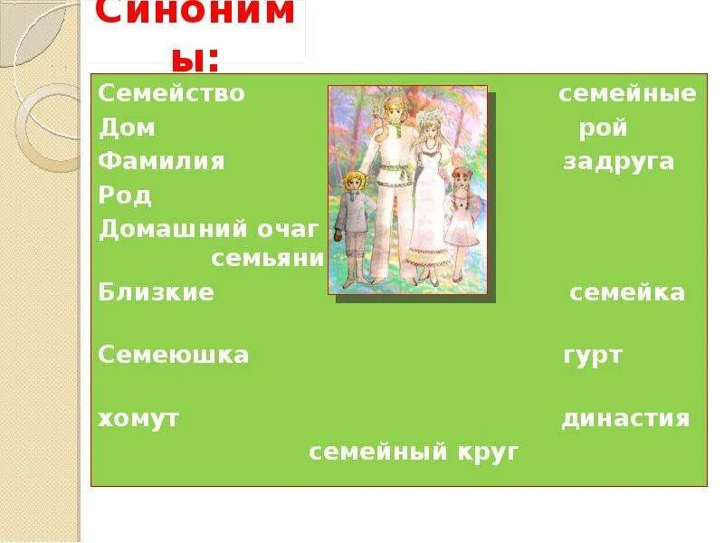 Род слова семья