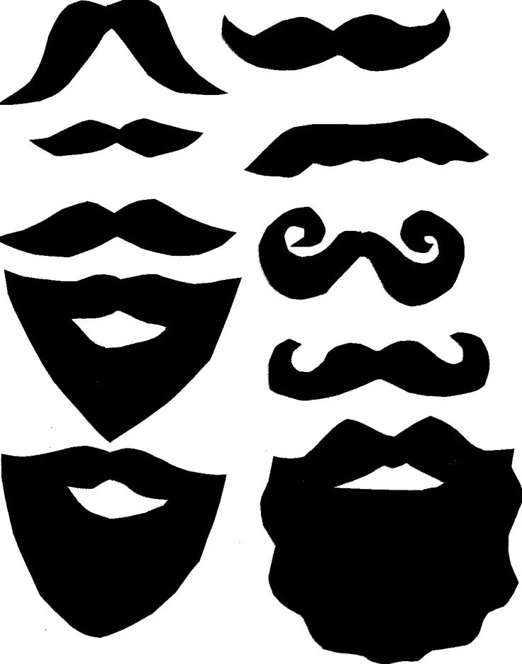 Шаблон усов для вырезания из бумаги types of mustaches template coloring pages Mustache template, Coloring pages, Mu