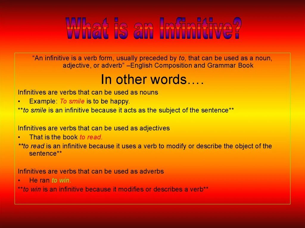 Infinitive English Grammar. Verb Infinitive. Грамматика verbs+to+Infinitive. Noun Infinitive пример. Инфинитив в английском тест