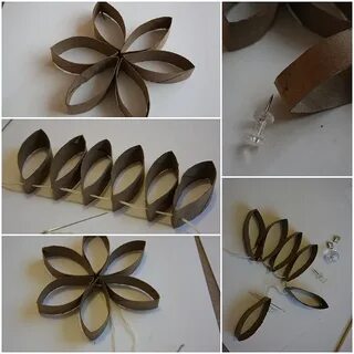 Снежинки из втулок от туалетной бумаги