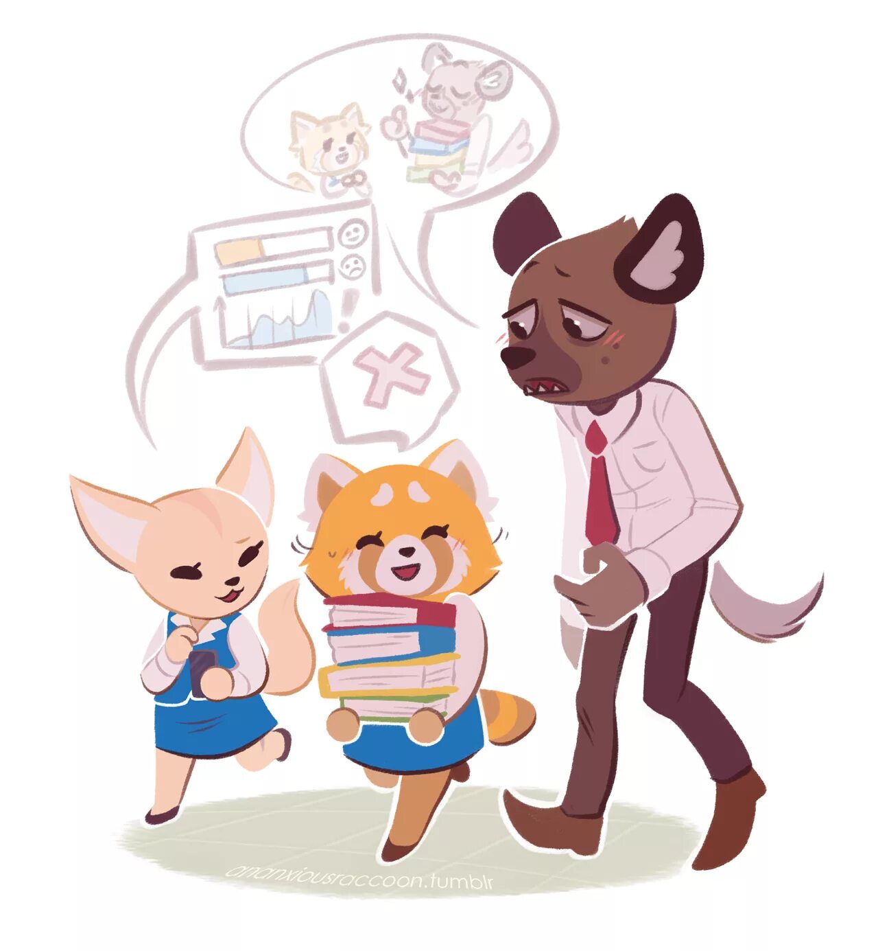 Bit late. Хайда и Рэцуко. Aggretsuko fenneko. Рэцуко и хаида. Хайда агрессивная Рэцуко.