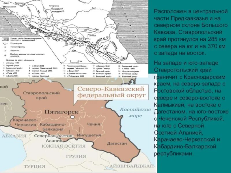 Схема северного кавказа. Северный Кавказ Предкавказье и большой Кавказ. Таблица Кавказ Предкавказье большой Кавказ. Северный Кавказ на карте. Карта Ставропольского края и Кавказа.