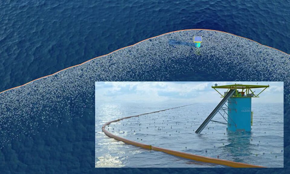 Самое большое хранилище пресной воды в мире. Ocean Cleanup array. Очистные сооружения в океане. Очистка воды в океане.