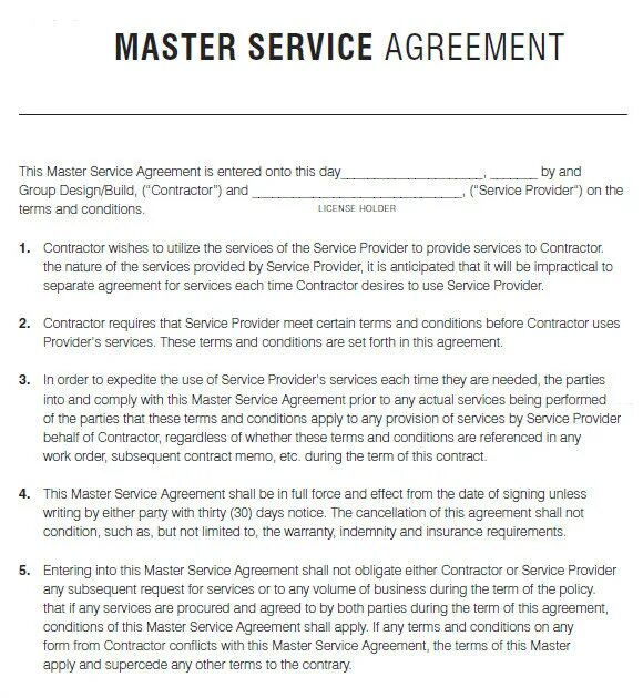 The contract should signed by both parties. Master service agreement. service agreement contract sample with terms and conditions. agreement working conditions. prior agreement.