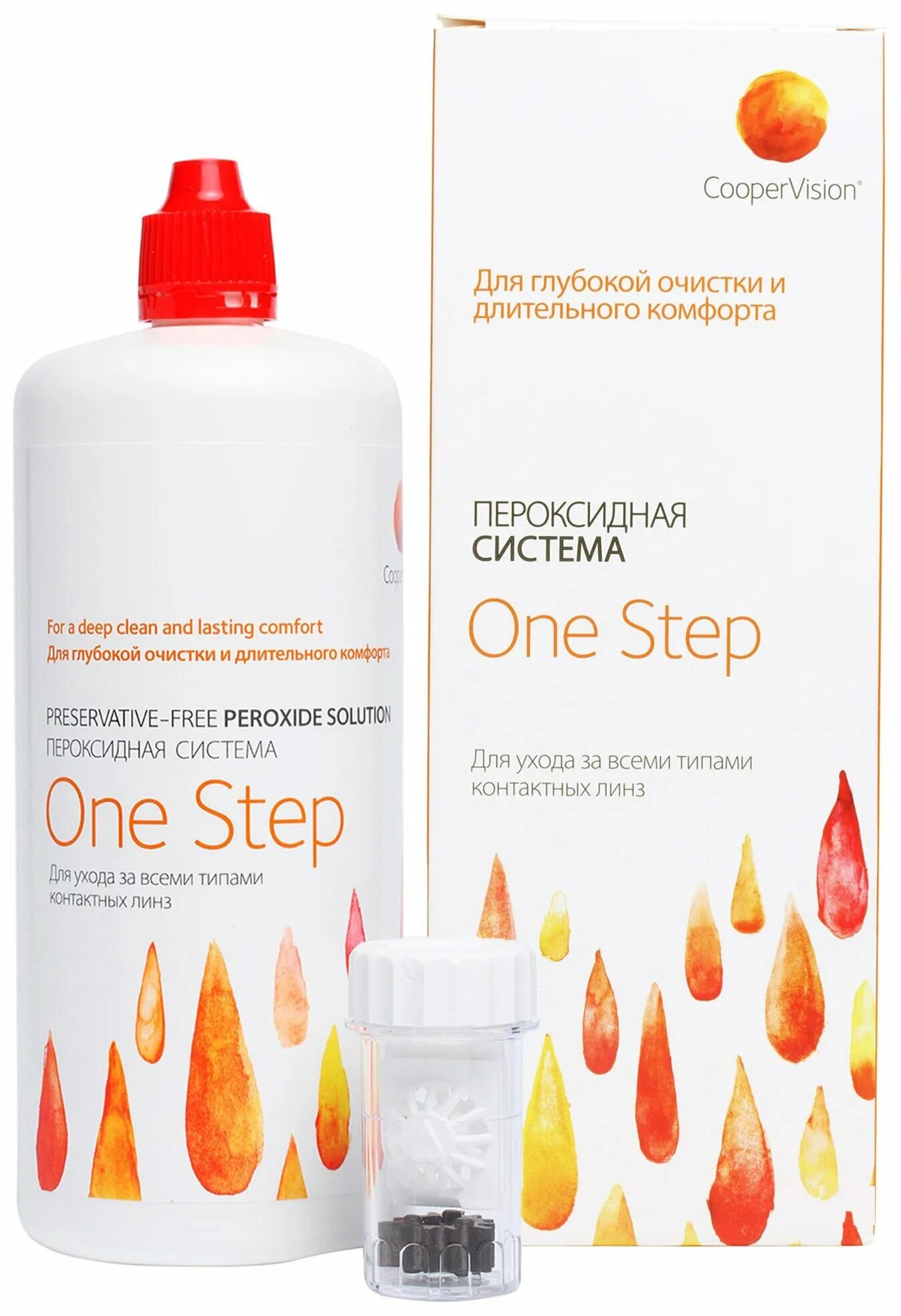 Factory one step. Пероксидный раствор one step 360 мл. раствор coopervision one step, с контейнером, 360 мл. пероксидная система для линз 360 мл.