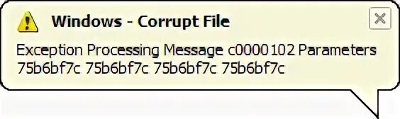 Exception processing message parameters. Windows-corrupt files. File corrupted. Windows corrupted message.