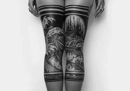 Black work butt tattoos