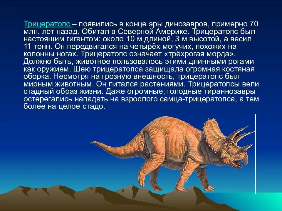 Сообщение о динозаврах