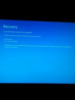 Recovery your pc needs to be repaired