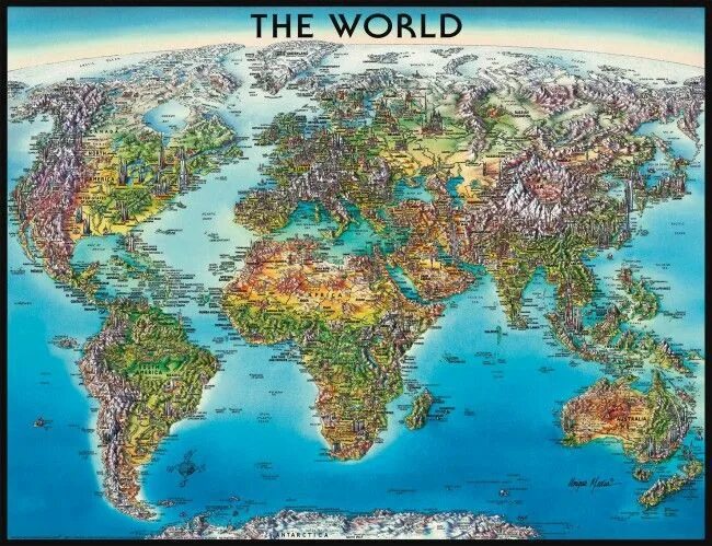 Как выглядит карта мира картинки Фотообои Komar 4-050 World Map