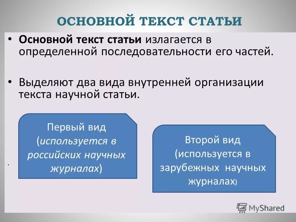 строение статьи. важный текст. основной текст. как написать научную статью. основной текст статьи.
