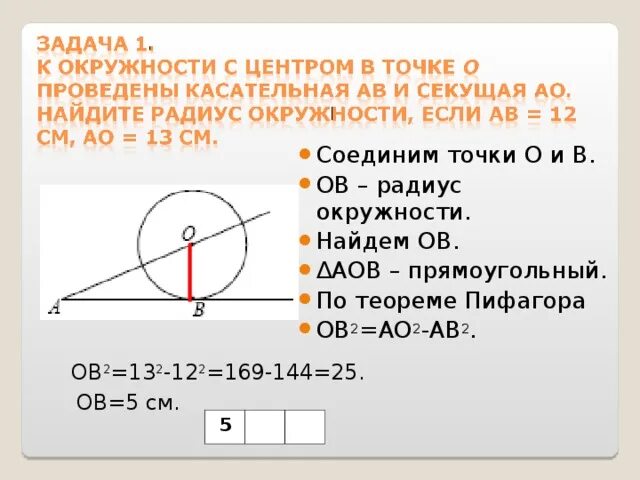 Теорема пифагора окружность. Теорема про радиус и касательная. Как найти радиус окружности касательн. Касательная и радиус окружности в точке. Касательная к окружности и секущая АО.