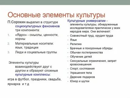 Общие элементы культуры это