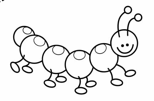 Гусеница раскраска для детей распечатать Long Black and White Caterpillar Toddler arts and crafts, Black and white cartoo