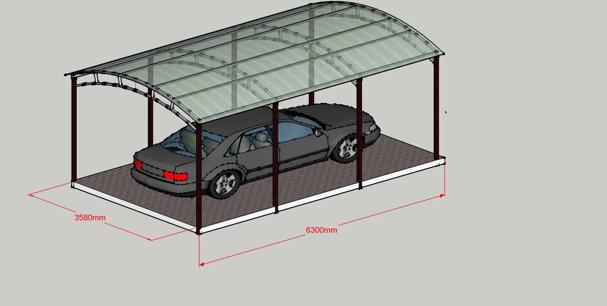 Навес под машину размеры
