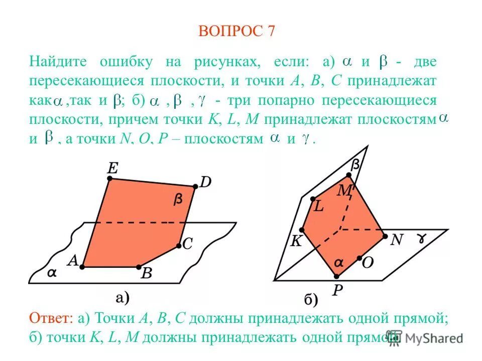 Три плоскости попарно. Если две точки прямой принадлежат плоскости. Плоскости пересекаются по прямой. Любые три точки принадлежат плоскости. Аксиома пересечения плоскостей.