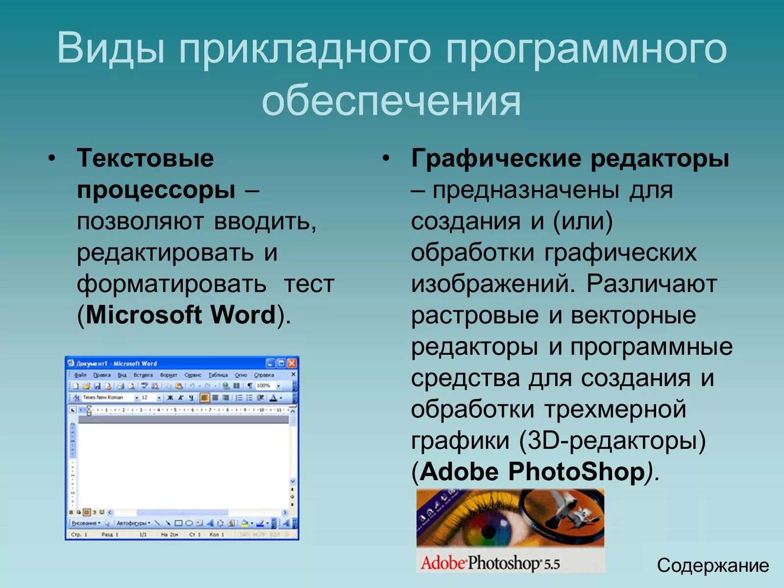 Какие типы программного обеспечения. Текстовые и графические редакторы. Прикладное программное обеспечение текстовые редакторы. Текстовые процессоры графический редактор. Прикладное по (графические редакторы).