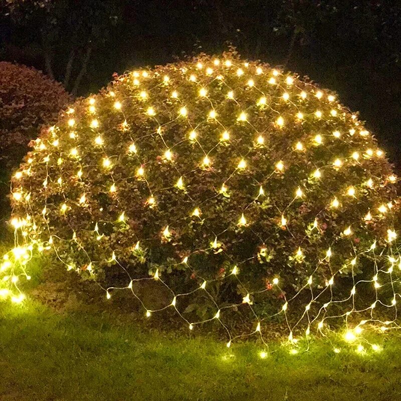 Светодиодная сеть купить. Гирлянда сетка 2x2м. Гирлянда-сетка 240 led цветн. 1.5X0,9. Декоративное освещение сада. Украшение деревьев гирляндами.