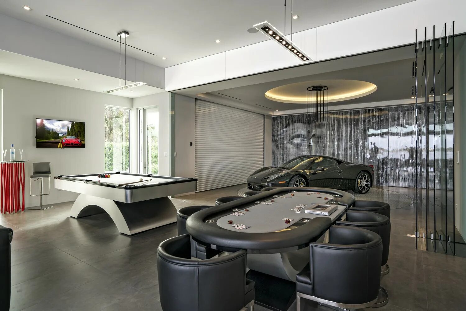 Модный гараж. Гараж man cave. элитный гараж интерьер. современный гараж интерьер. интерьер гаража в современном стиле.
