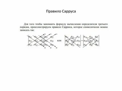 Определитель по правилу саррюса