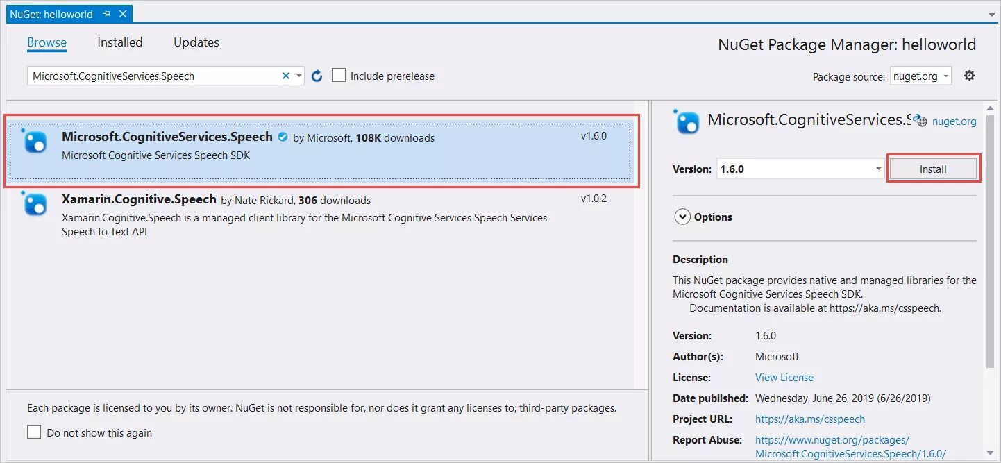 Azure speech to text