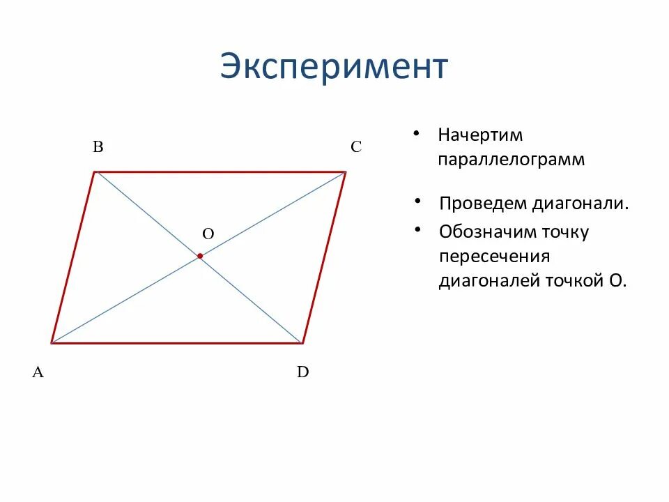 Как обозначается диагональ. Диагонали параллелограмма. Начертить параллелограмм. Произведение диагоналей параллелограмма. Соотношение между сторонами и диагоналями параллелограмма.