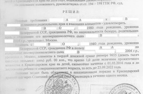 Решение судов 2010