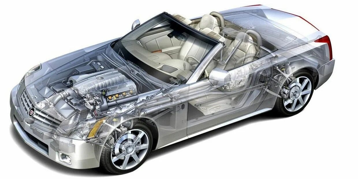 Сколько деталей в машине. Cadillac XLR 2004. Прозрачная машина. Детали автомобиля. Автомобиль в разрезе.