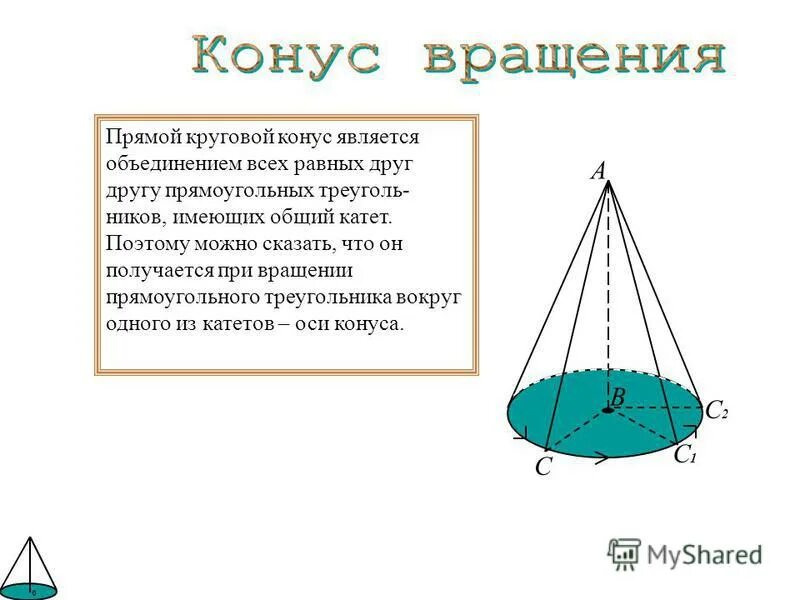 Прямой круговой конус вращения. Конус тело вращения. Поверхности вращения конус. Элементы вращения конуса.