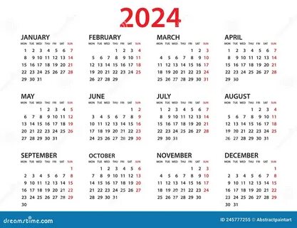 Calendar 2024 Template, Planner 2024 Year, Wall Calendar 2024 Template, Week Sta