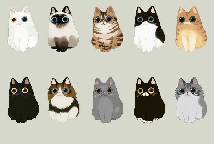 Рисунки котиков с одеждой из пинтереста