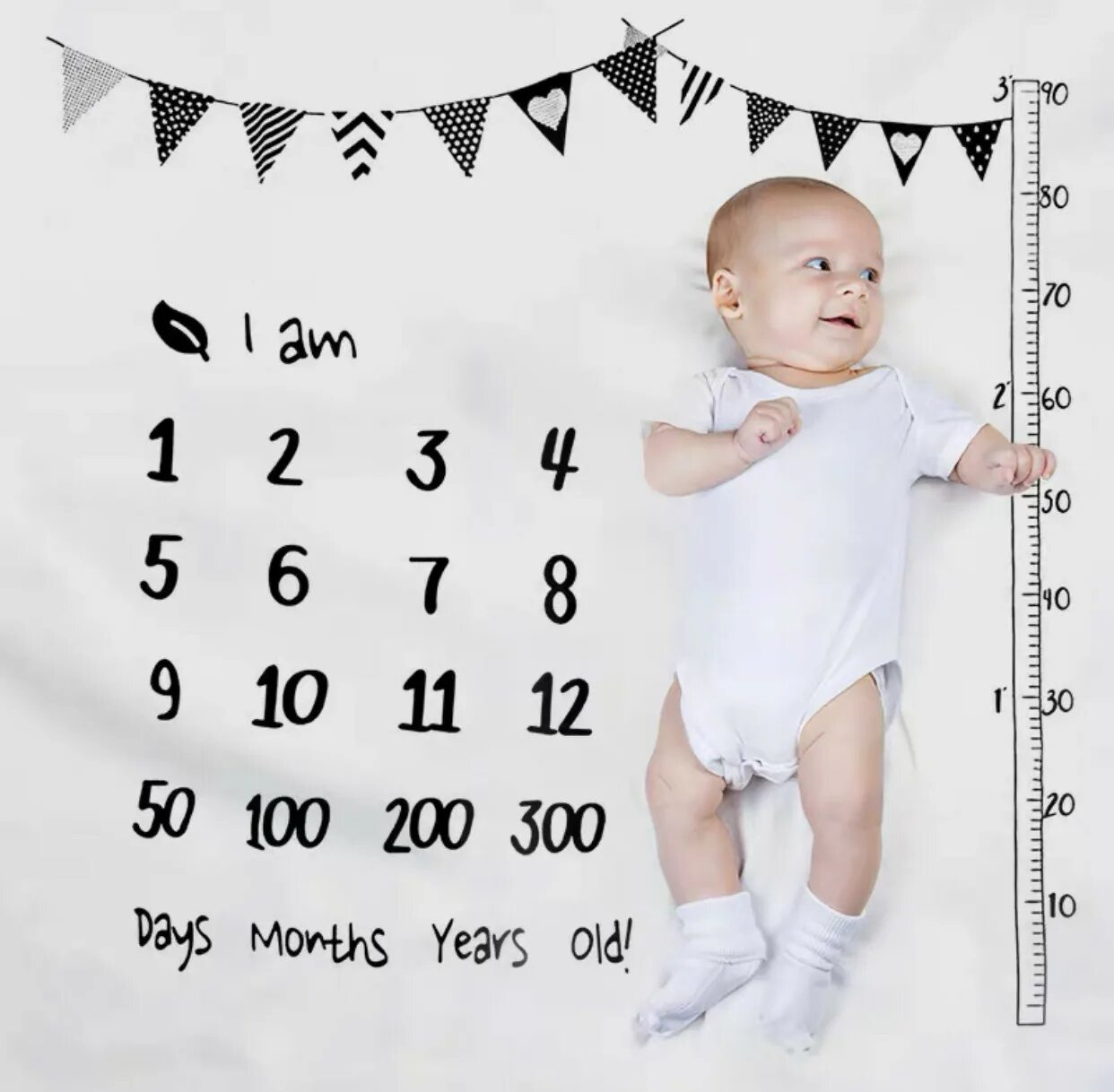 100*100 см жаңа туған нәрестенің ай сайынғы өсу кезеңі көрпе фотографиялық рекви