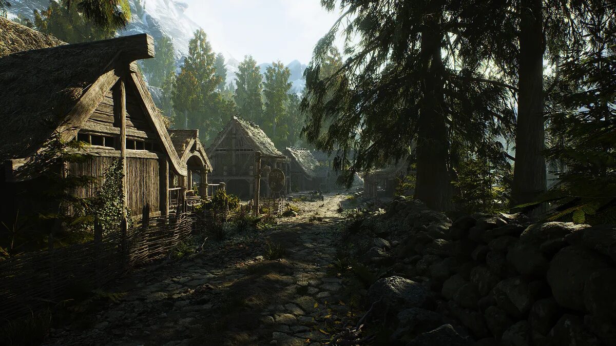 Unreal engine 5 графика. Ривервуд unreal engine. skyrim unreal engine 5. скайрим в unreal engine. riverwood unreal engine 5.