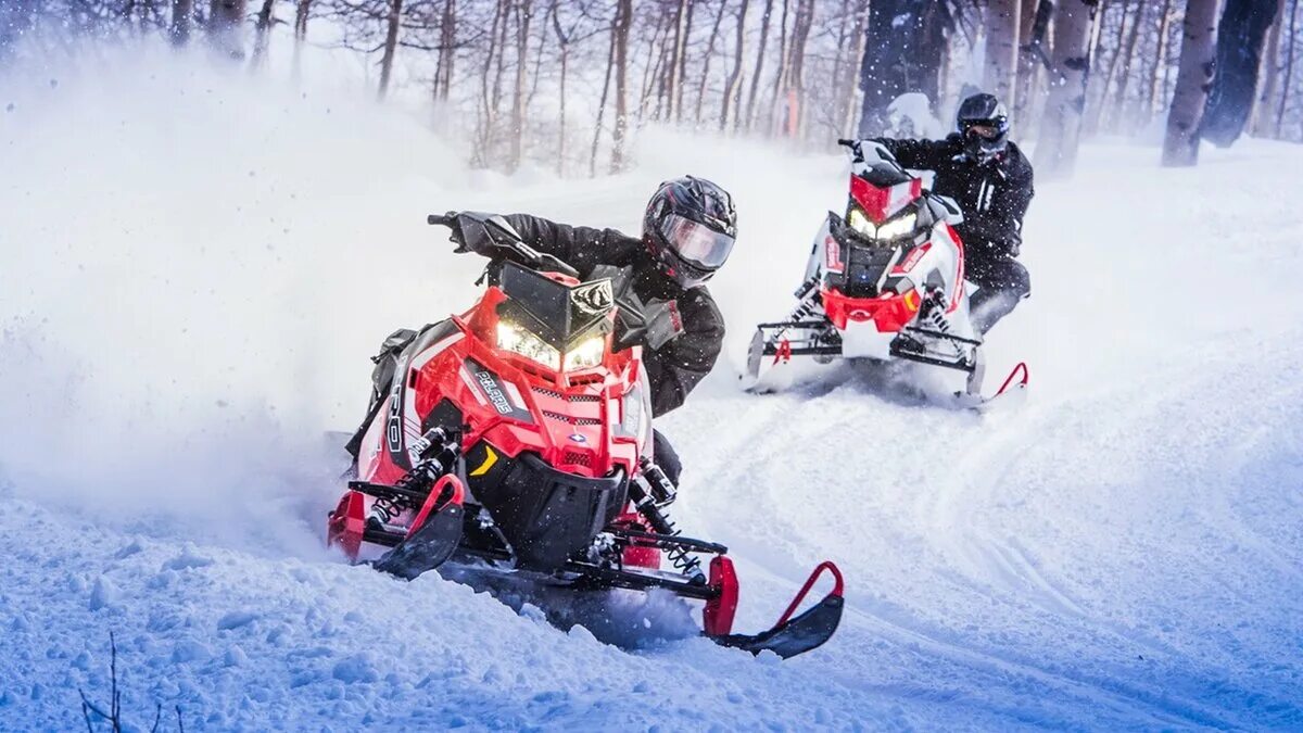 Кроссовый снегоход Polaris. Polaris Pro RMK. Горный снегоход Irbis. Гонки на снегоходах.