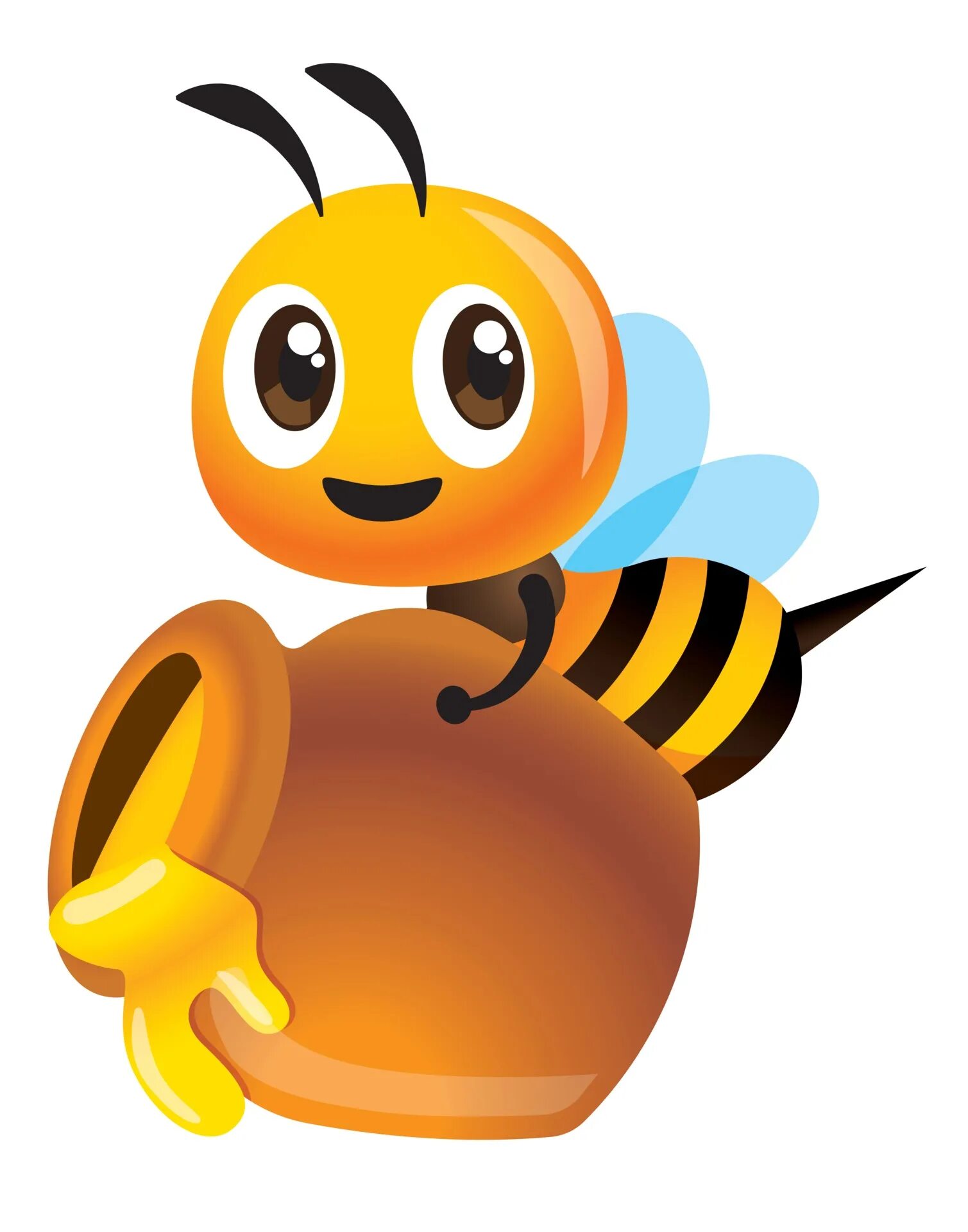 Big honey. Пчелы. Стикер Пчелка с медом. Пчела с глрщочком мёда. Пчелка с горшочком меда.
