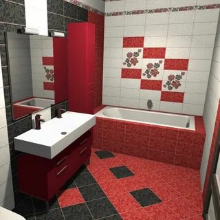 Плитка красные цветы