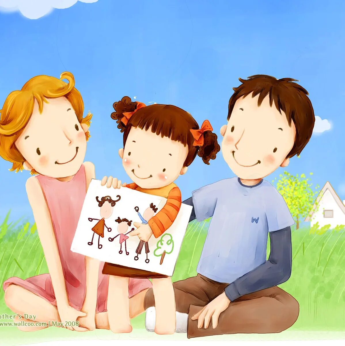 Эмоциональное благополучие дошкольников. Семья рисунок. Родители и дети. Родители и дети картинки. Счастливая семья рисунок.