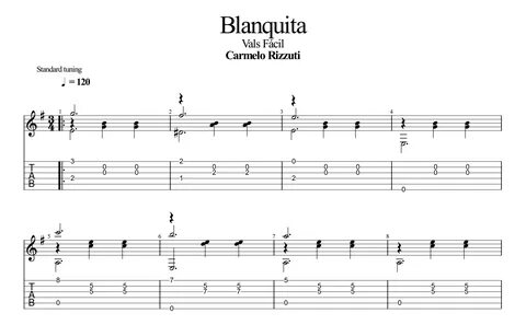 Blanquita for guitar. Guitar sheet music and tabs.