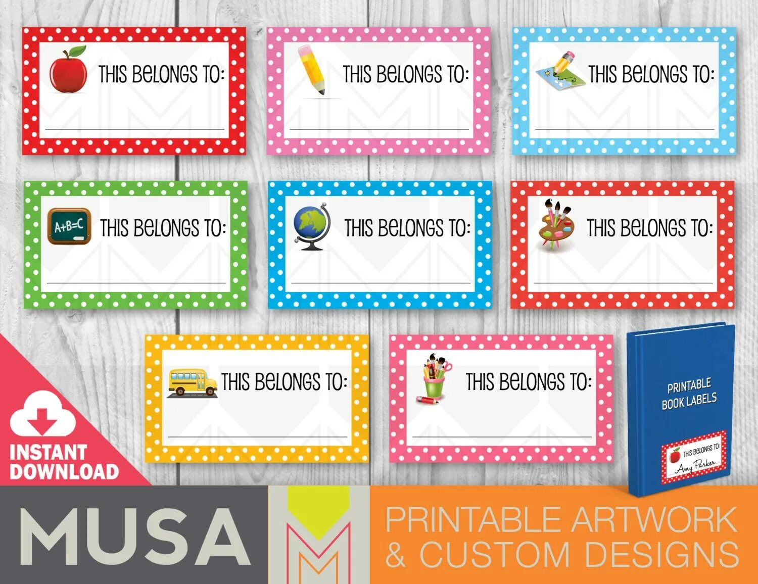 Label each picture. Big-name labels. name label designing. name for book. labels for school copy books.