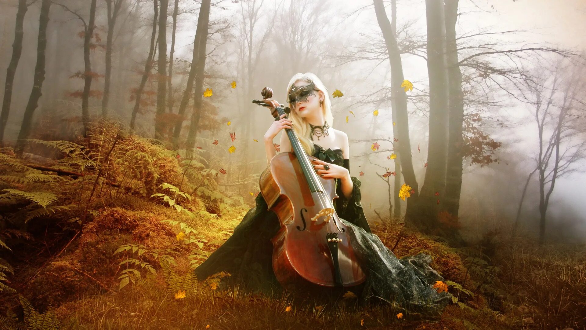 Красивая инструментальная музыка в современной обработке. Виолончель на природе. Скрипка на природе. Музыкальный пейзаж. Музыканты в лесу.
