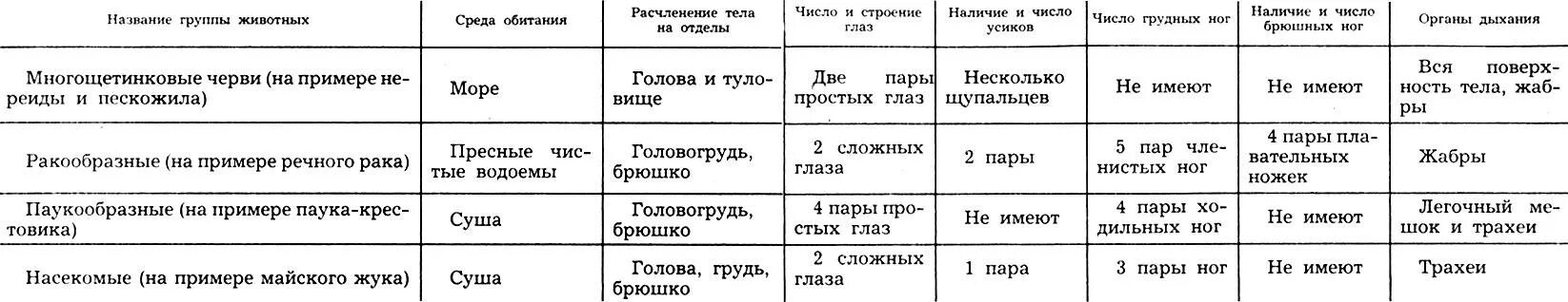Таблица сравнительная характеристика кольчатых червей и ракообразных В отличие от круглых: найдено 88 изображений